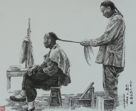 Bianzi Ilustracion - The Imposition of the Biànzi, the Manchu Queue